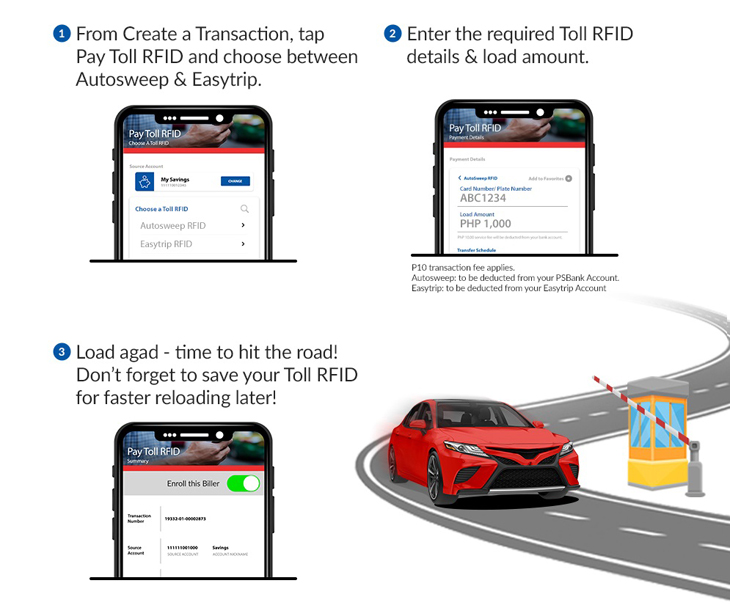 How to reload your Toll RFID via PSBank Mobile App