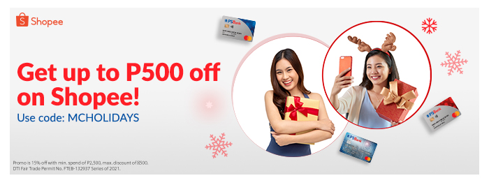 Save up to PhP500 at Shopee with your PSBank Mastercard® cards!
