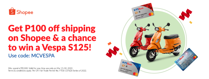 A Vespa S 125 can be yours through your PSBank Debit, Prepaid and Credit Mastercard®!
